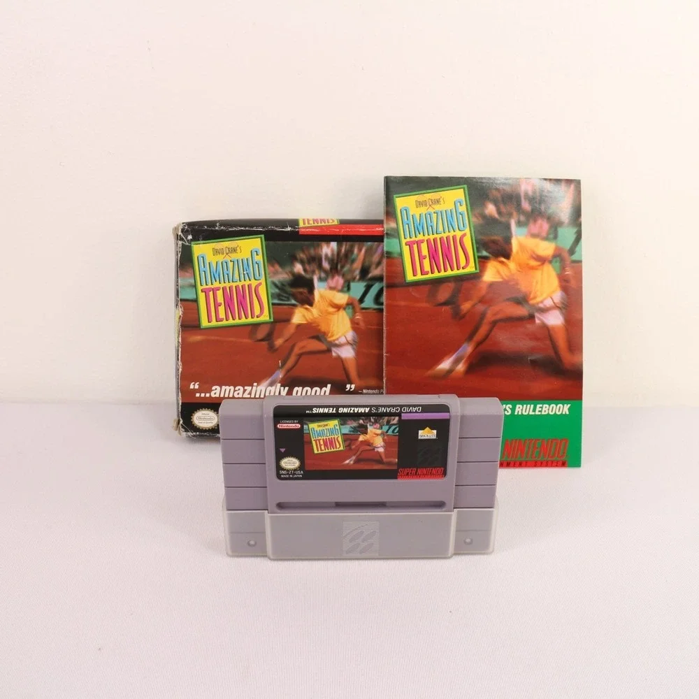 David Crane's Amazing Tennis Game Cartridge Open Box Super Nintendo SNES SNS-006